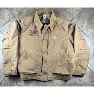 Carhartt Chore Coat Men's 2XL Tan Canvas Quilted Lined Heavy Workwear